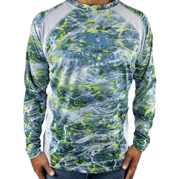 Mossy Oak Shirt Mens LS Fishing 2XL Vented Tech Tee Upf 40+ Wick Yellowtail Nwt - Picture 1 of 9